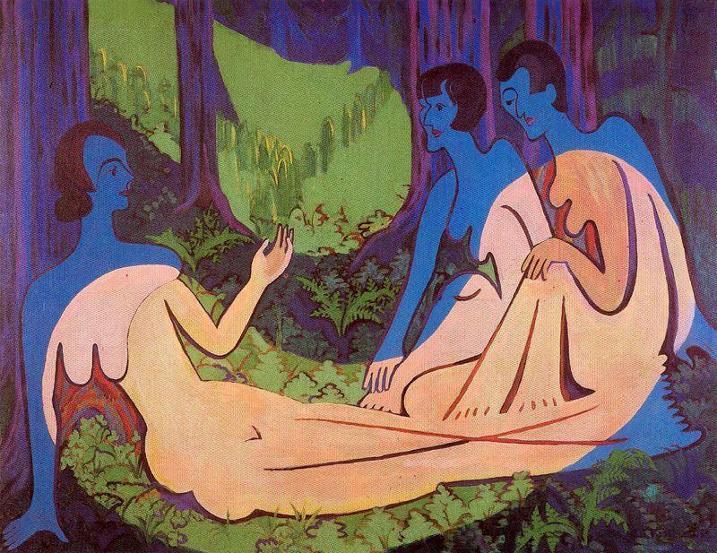 Three Nudes In The Forrest — Кирхнер