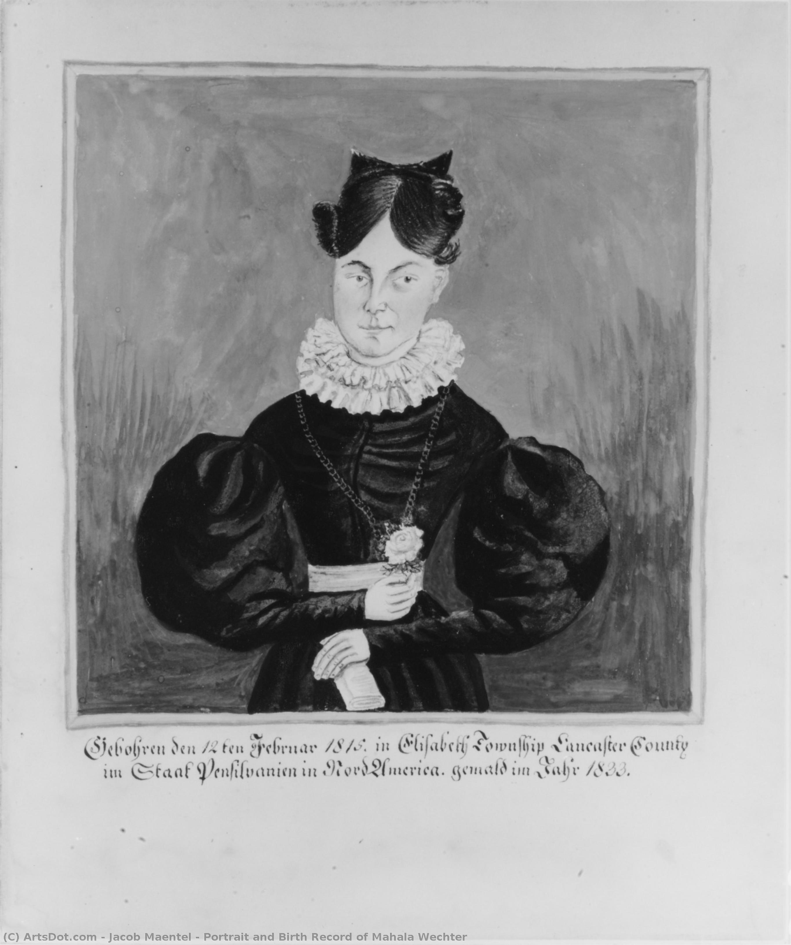 Portrait And Birth Record Of Mahala Wechter — Jacob Maentel