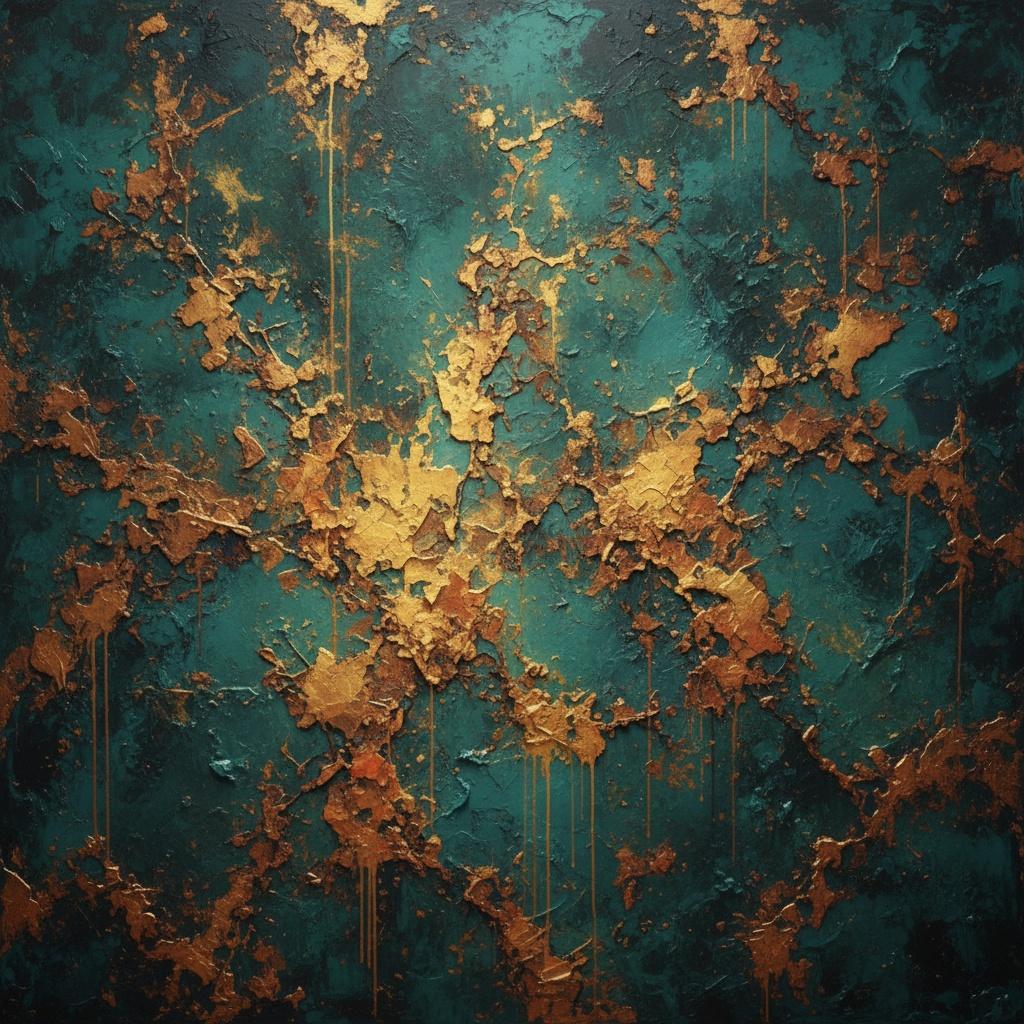 Fragmented Gilded Echoes Amidst The Deep Petrol Blue Of Eternal Decay — David Moreau