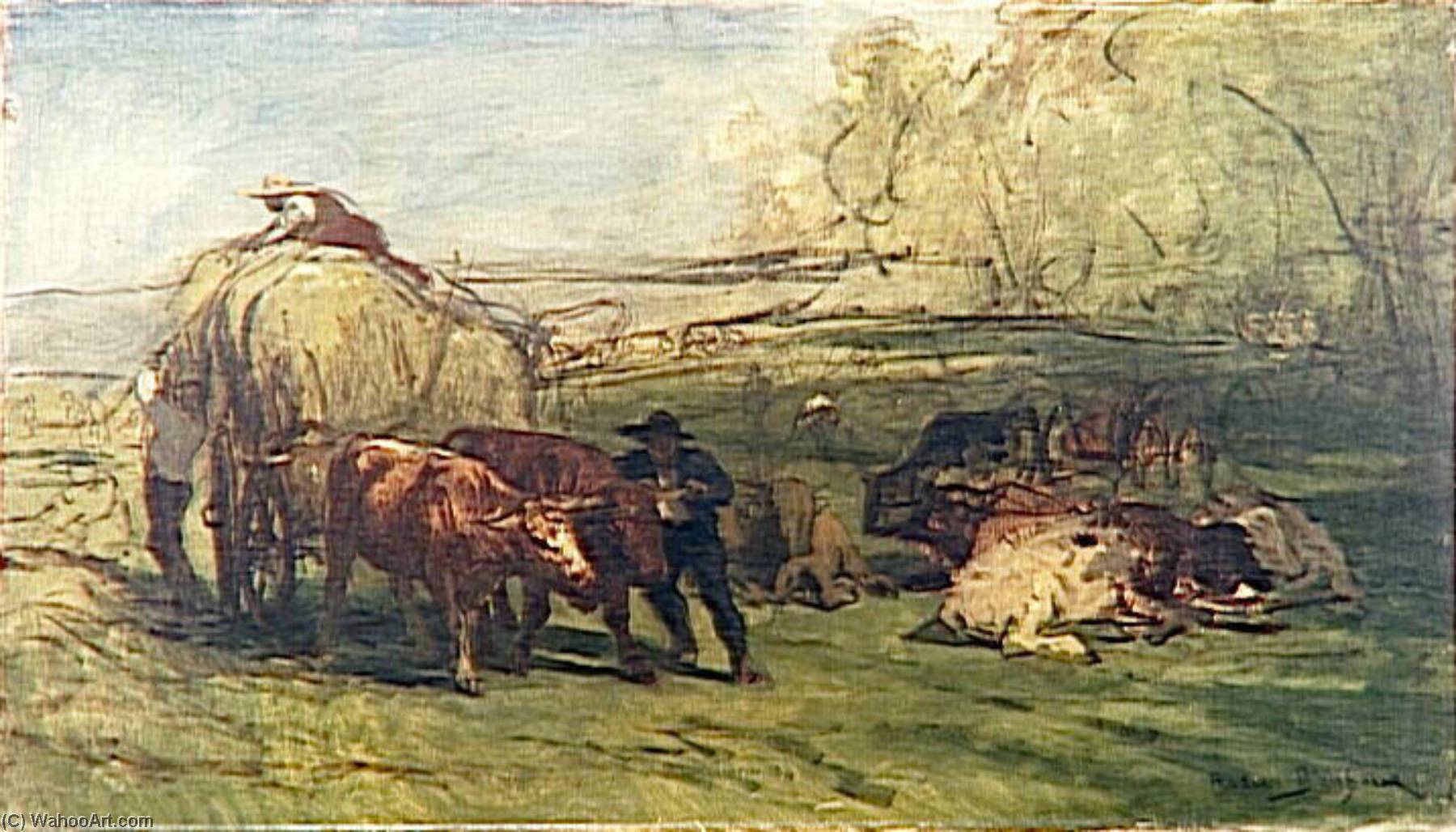 Boeufs Au Pâturage Esquisse Pour La Fenaison — Bonheur Marie Rosalie