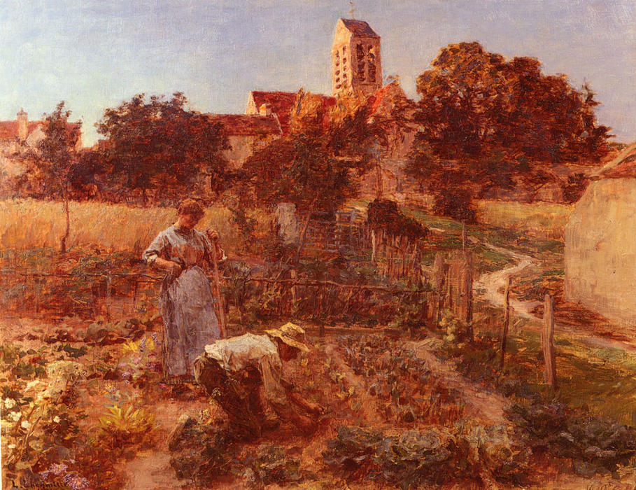 Au Jardin, Charteves, Pres De Mont-saint-pere — Léon Augustin L'hermitte