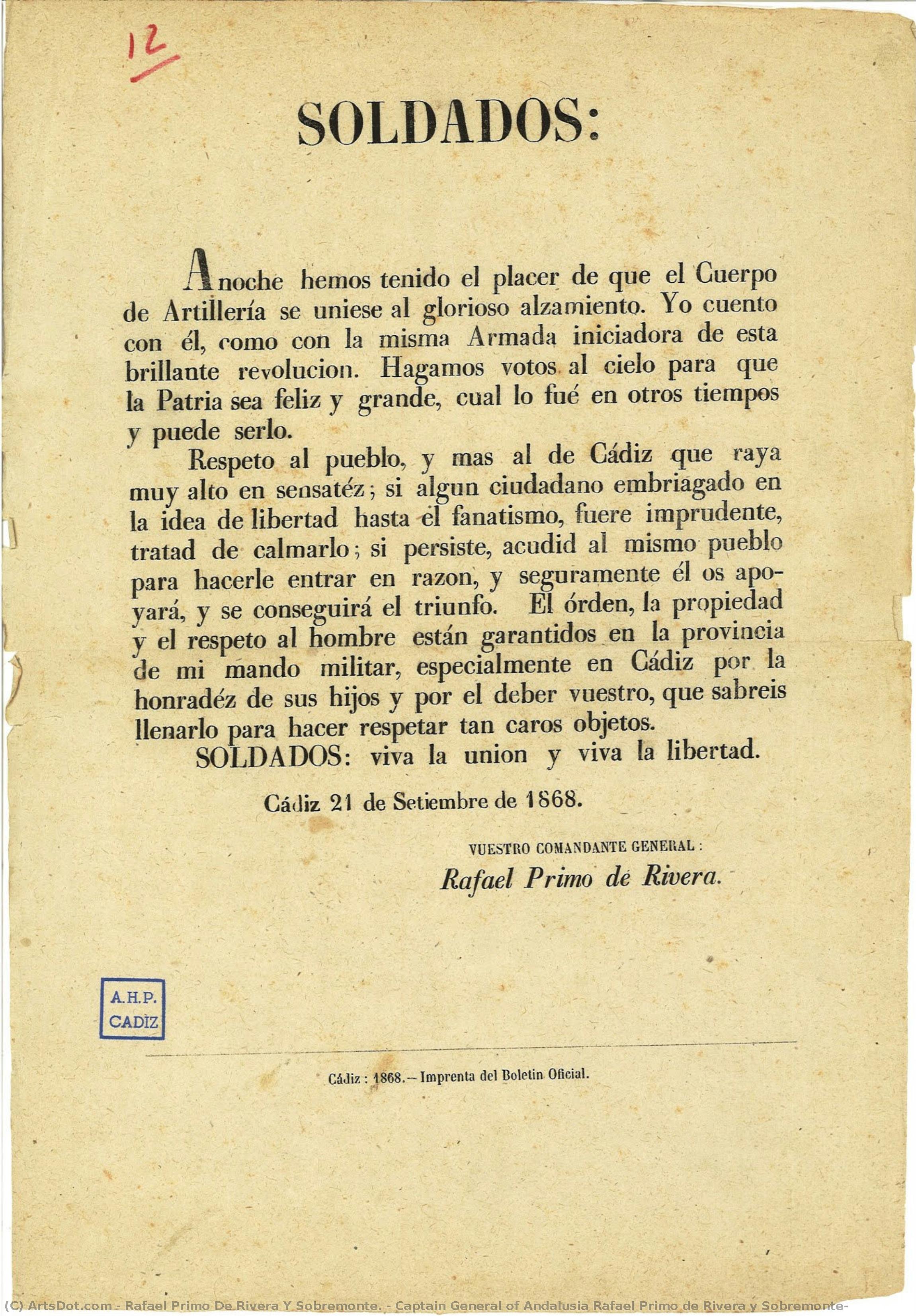 Captain General Of Andalusia Rafael Primo De Rivera Y Sobremonte — Rafael Primo De Rivera Y Sobremonte.