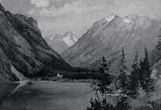 Landscape, Lake Chelan, (painting) — Von Luerzer
