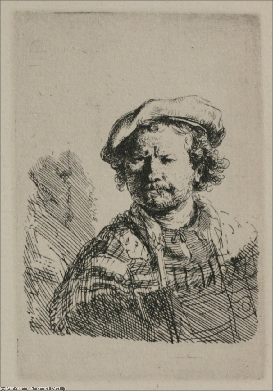 Rembrandt With A Flat Cap And Slashed Vest — Rembrandt Van Rijn