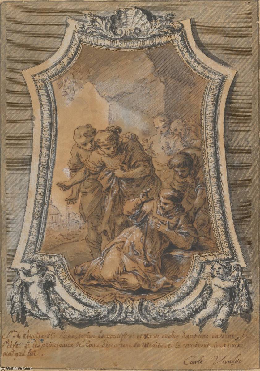 Life Of St. Gregory St. Gregory Reluctant To Accept His Election As Bishop Of Rome — Charles-andré Van Loo