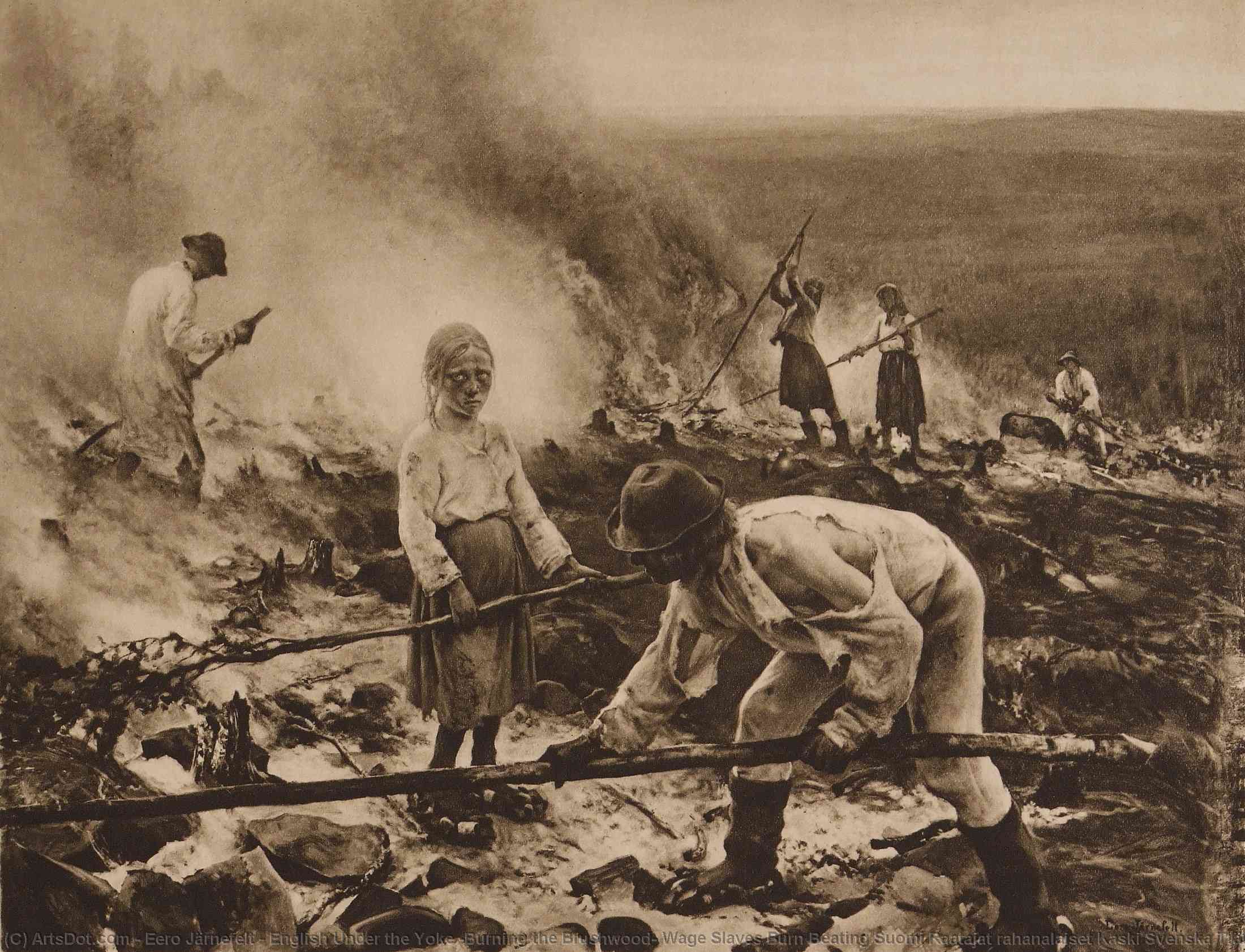 English Under The Yoke (burning The Brushwood) Wage Slaves Burn Beating Suomi Raatajat Rahanalaiset Kaski Svenska Trälar Under Penningen Sved Penningens Slavar Kampen För Tillvaron — Eero Järnefelt