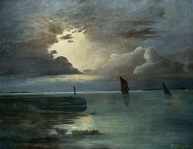 Sonnenuntergang Am Meer Mit Aufziehendem Gewitter — Andreas Achenbach