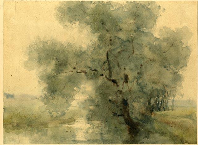 Watercolor Study Of Large Tree — Theodore Clement Steele