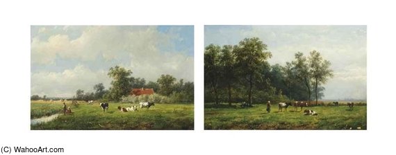 Fishing In A Dyke — Anthonie Jacobus Van Wijngaerdt