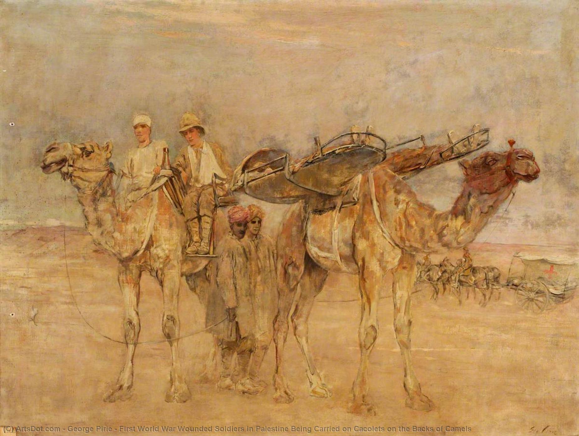 First World War Wounded Soldiers In Palestine Being Carried On Cacolets On The Backs Of Camels — George Pirie