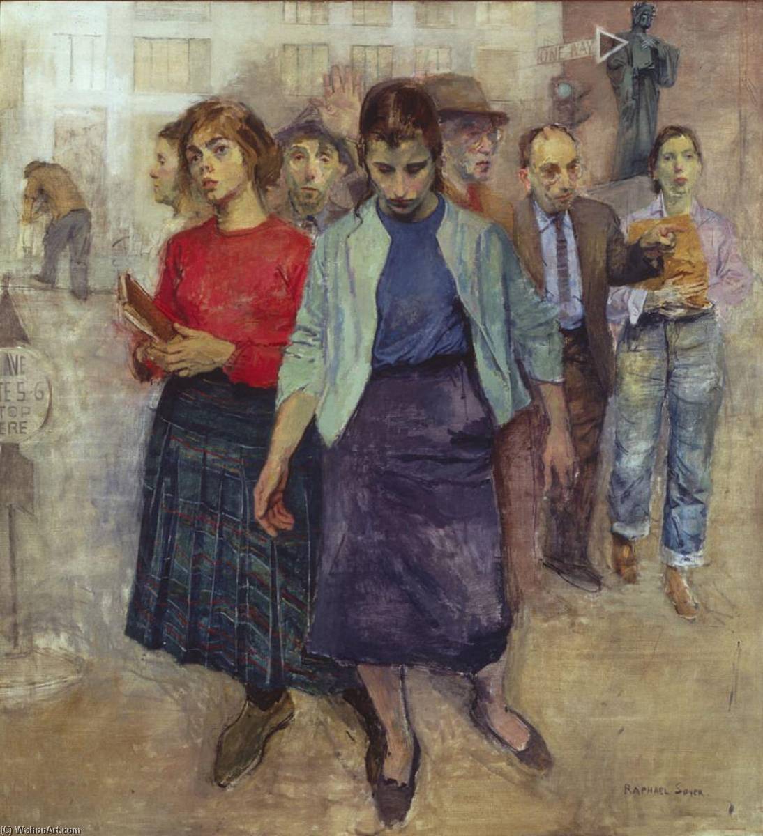 Farewell To Lincoln Square (pedestrians) — Raphael Soyer