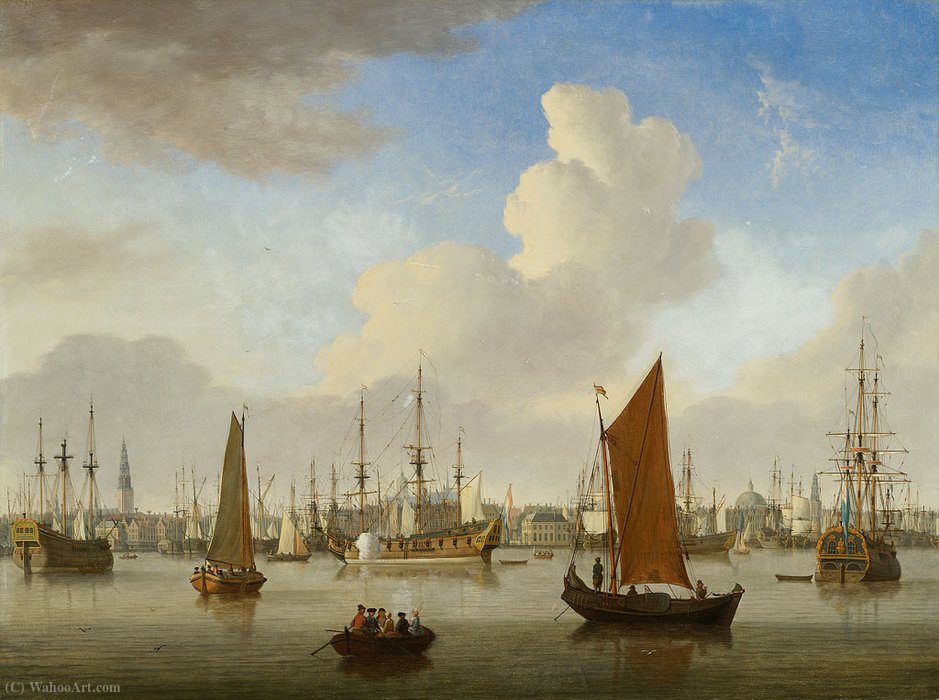 View Of The Ij And Amsterdam — Jan Ten Compe