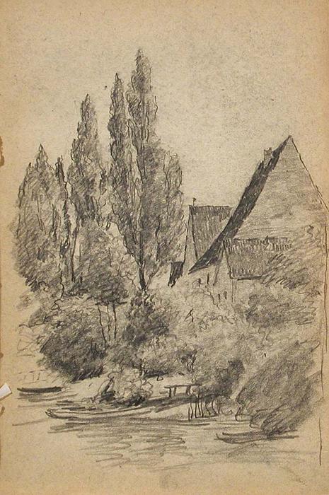 Houses By River — John Ottis Adams