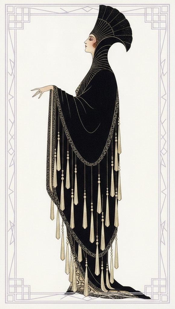Gilded Fan And Cascading Teardrops In Black Silhouette — Valentin Laurent De Courcey