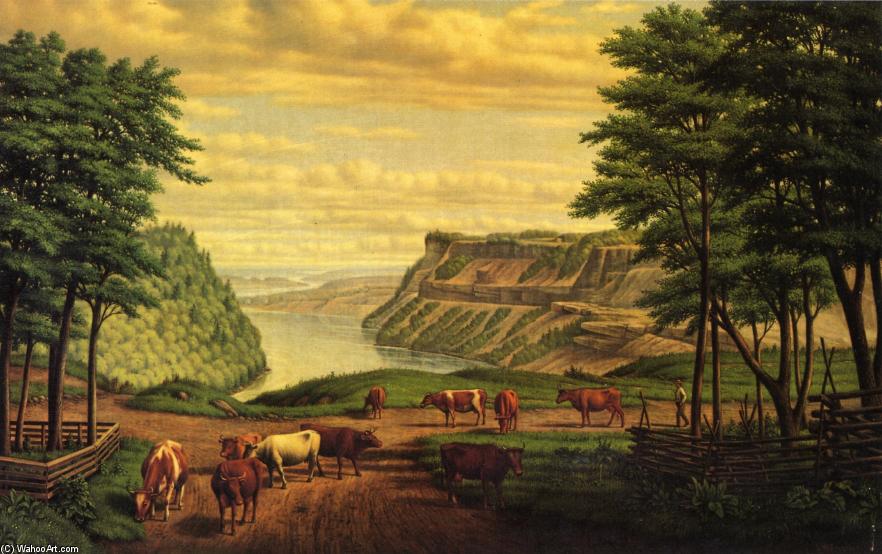 Cattle Grazing By The Niagara River — Levi Wells Prentice