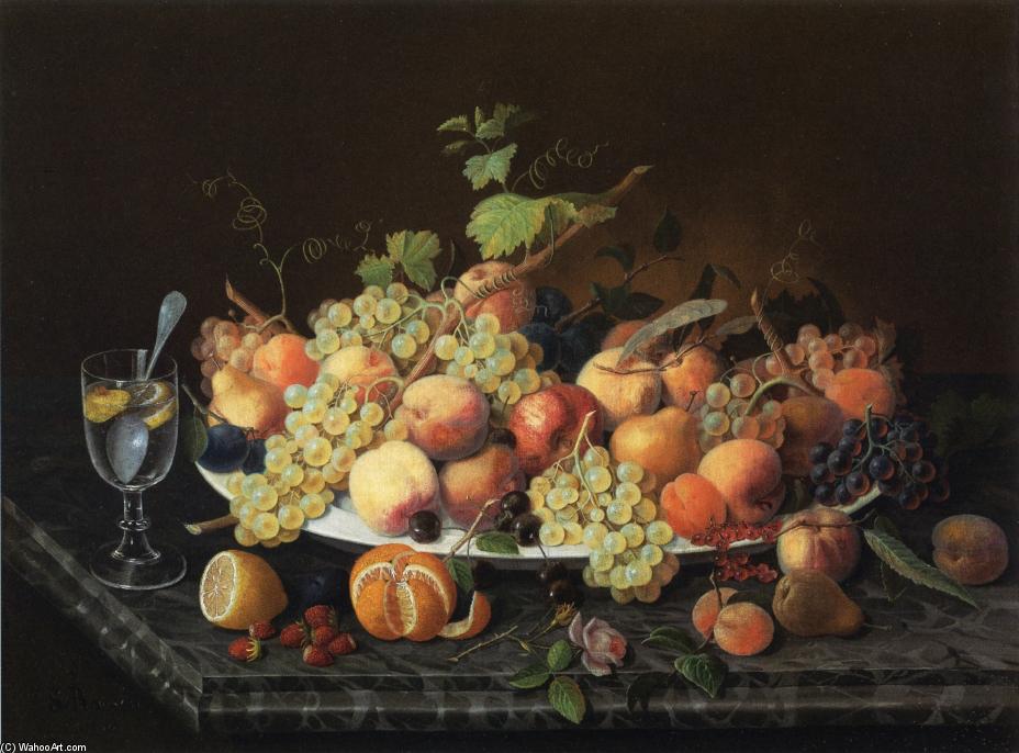 Still Life With Fruit And Glass Of Lemonade — Severin Roesen