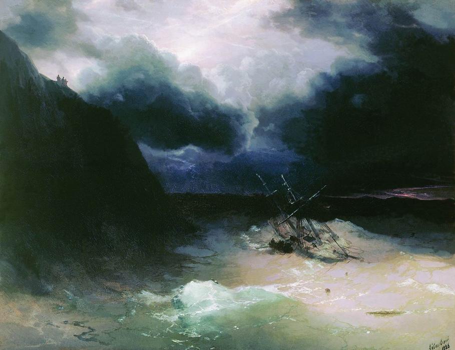 Sailing In A Storm — Iván Aivazovski