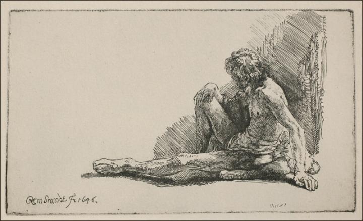An Acedemical Figure Seated On The Ground — Rembrandt Van Rijn