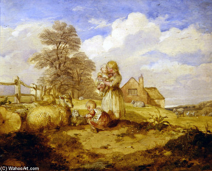 Children And Sheep Under A Tree — Alfred H. Green