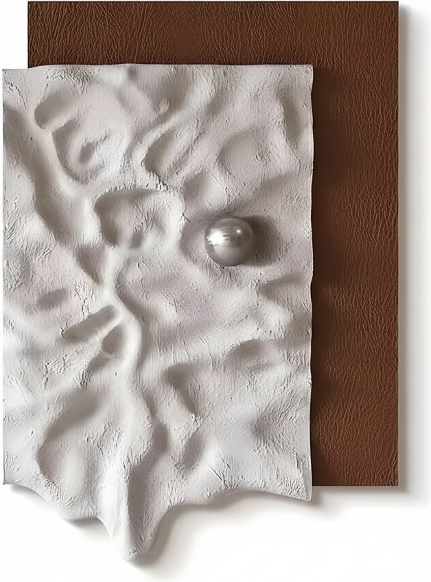 Textured Leather & Metal Wall Sculpture