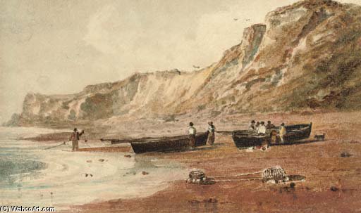 Fishermen Bringing In The Catch, Isle Of Wight — Peter De Wint