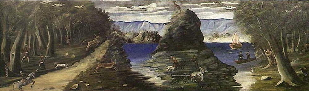 Hunting Scene With A View Of The Black Sea — Niko Pirosmani