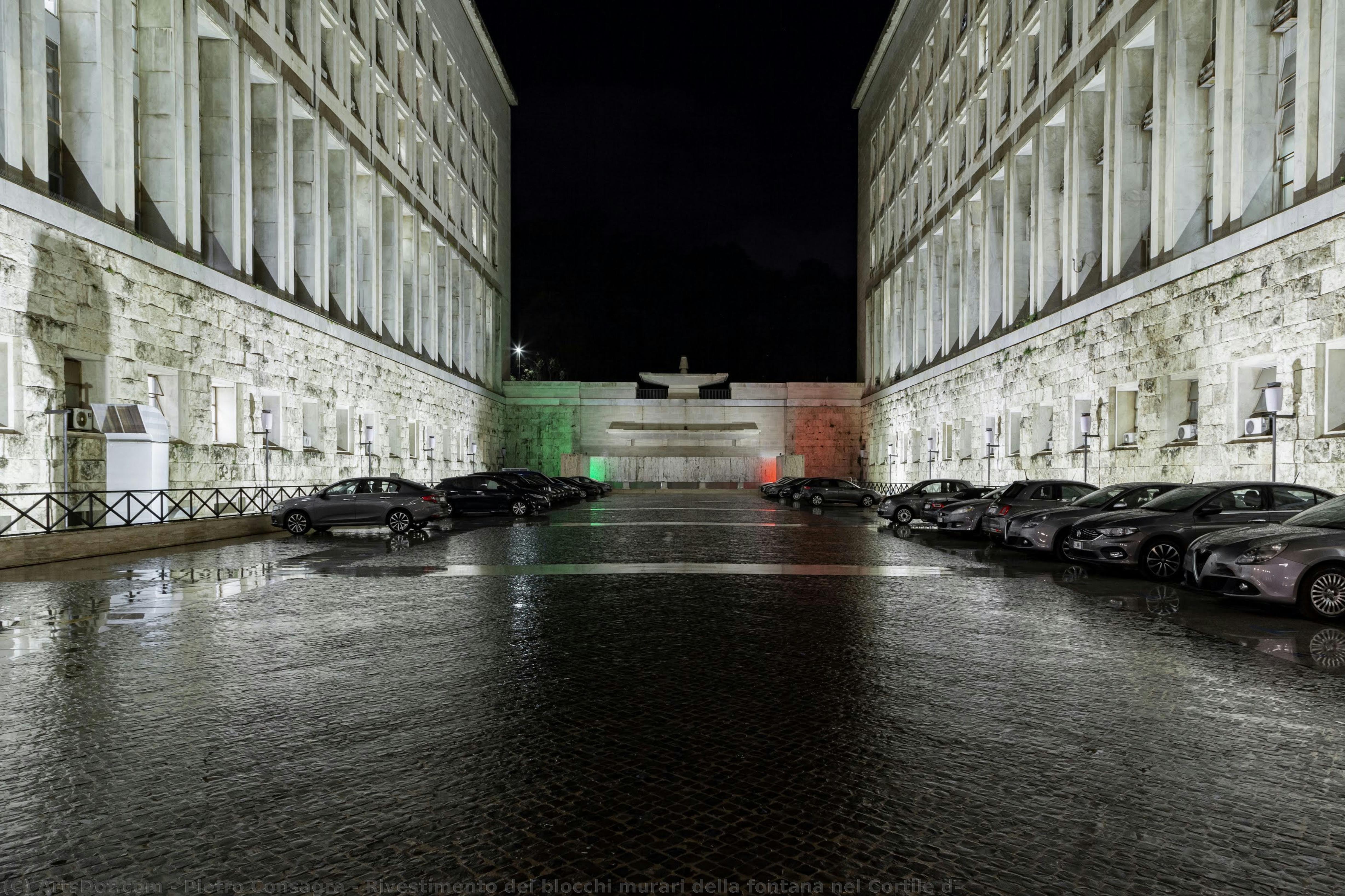 Rivestimento Dei Blocchi Murari Della Fontana Nel Cortile D — Pietro Consagra