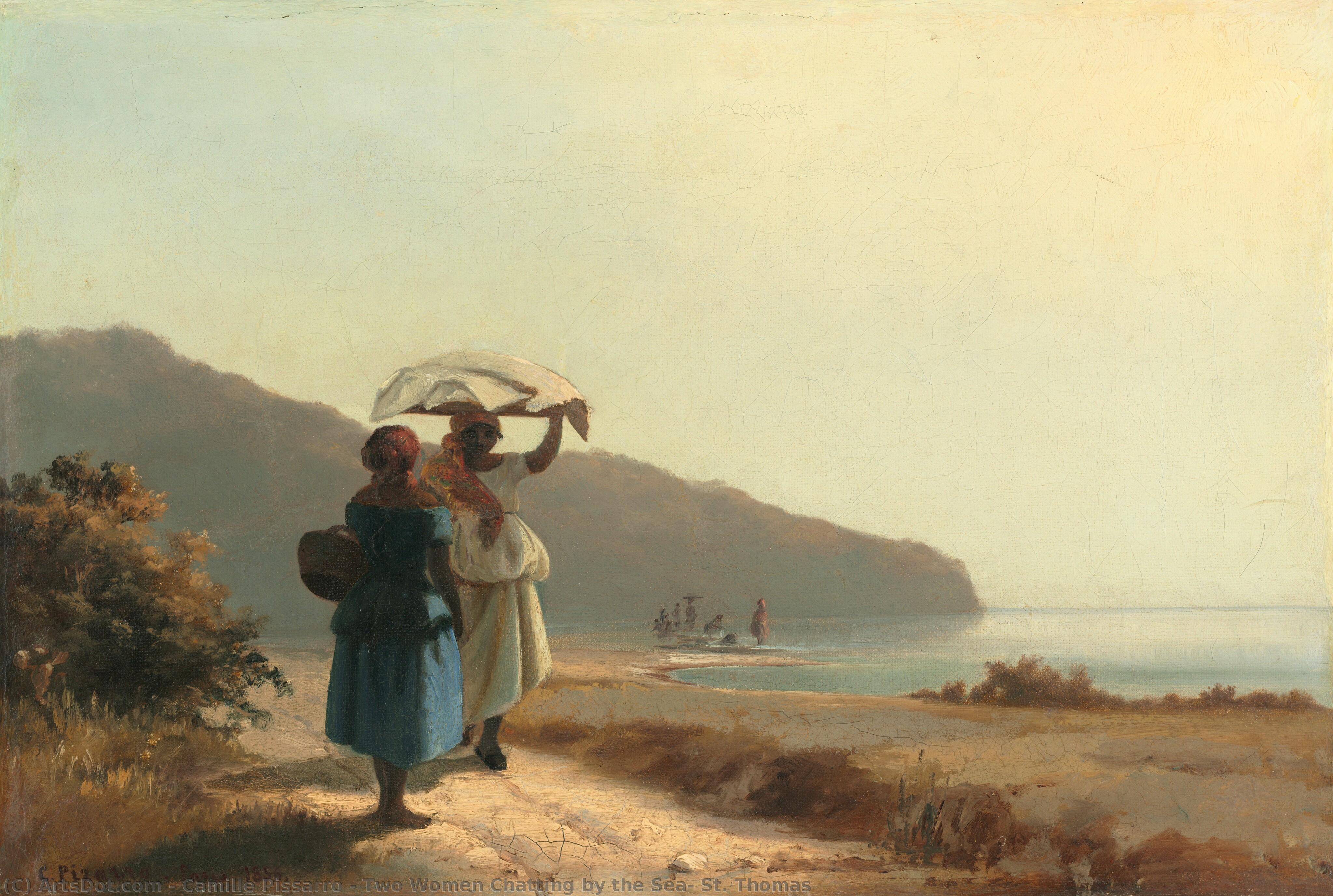 Two Women Chatting By The Sea, St. Thomas — Camille Pissarro