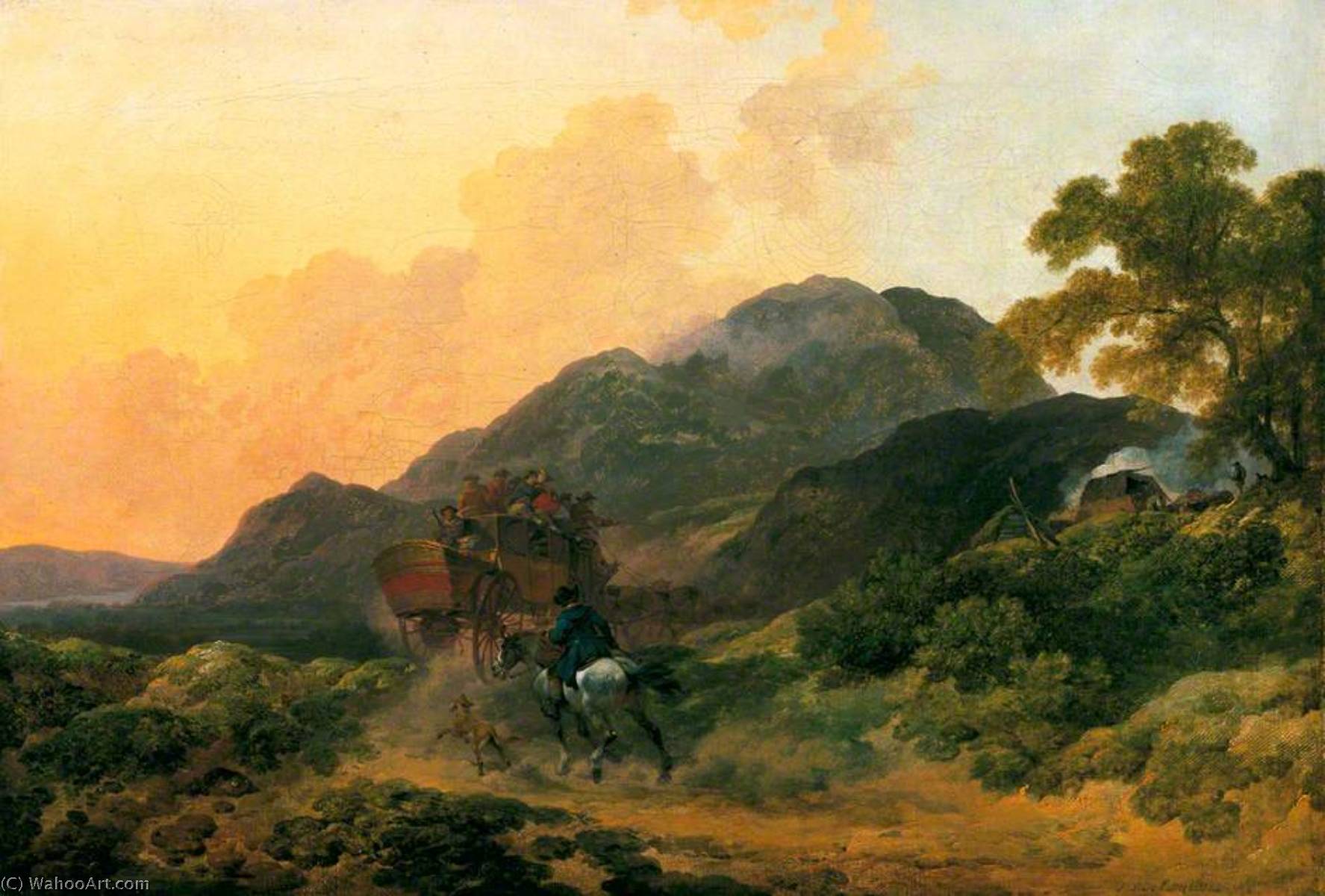Skiddaw, Cumberland, A Summer Evening With A Stage Coach — Philip James De Loutherbourg