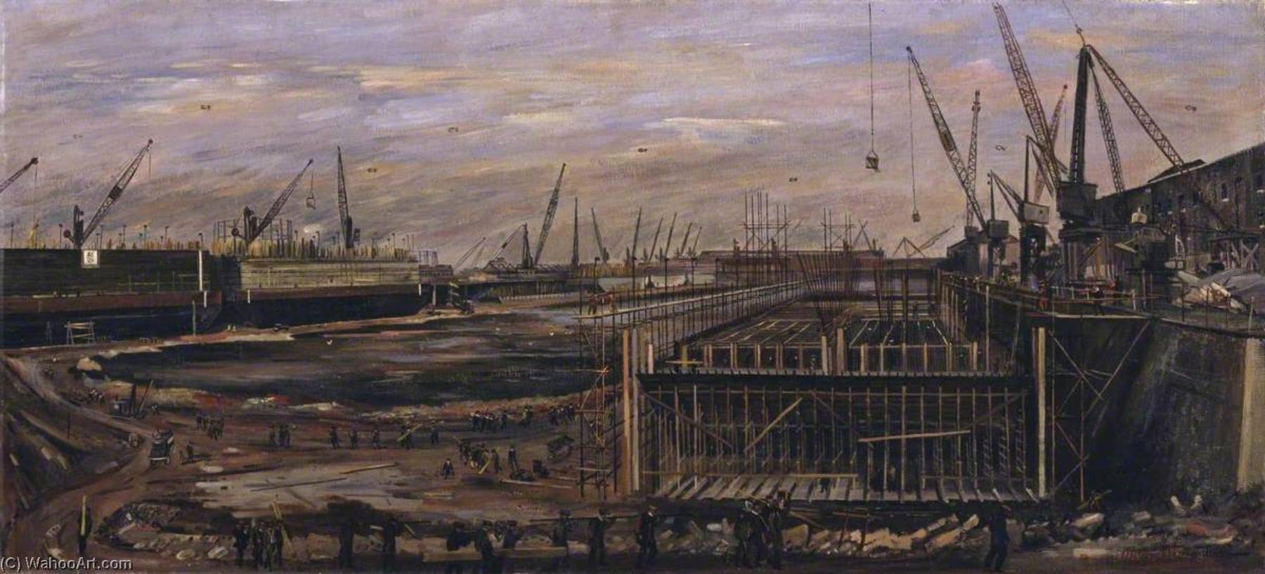 Building The Mulberry Harbour, London Docks — Frances Macdonald