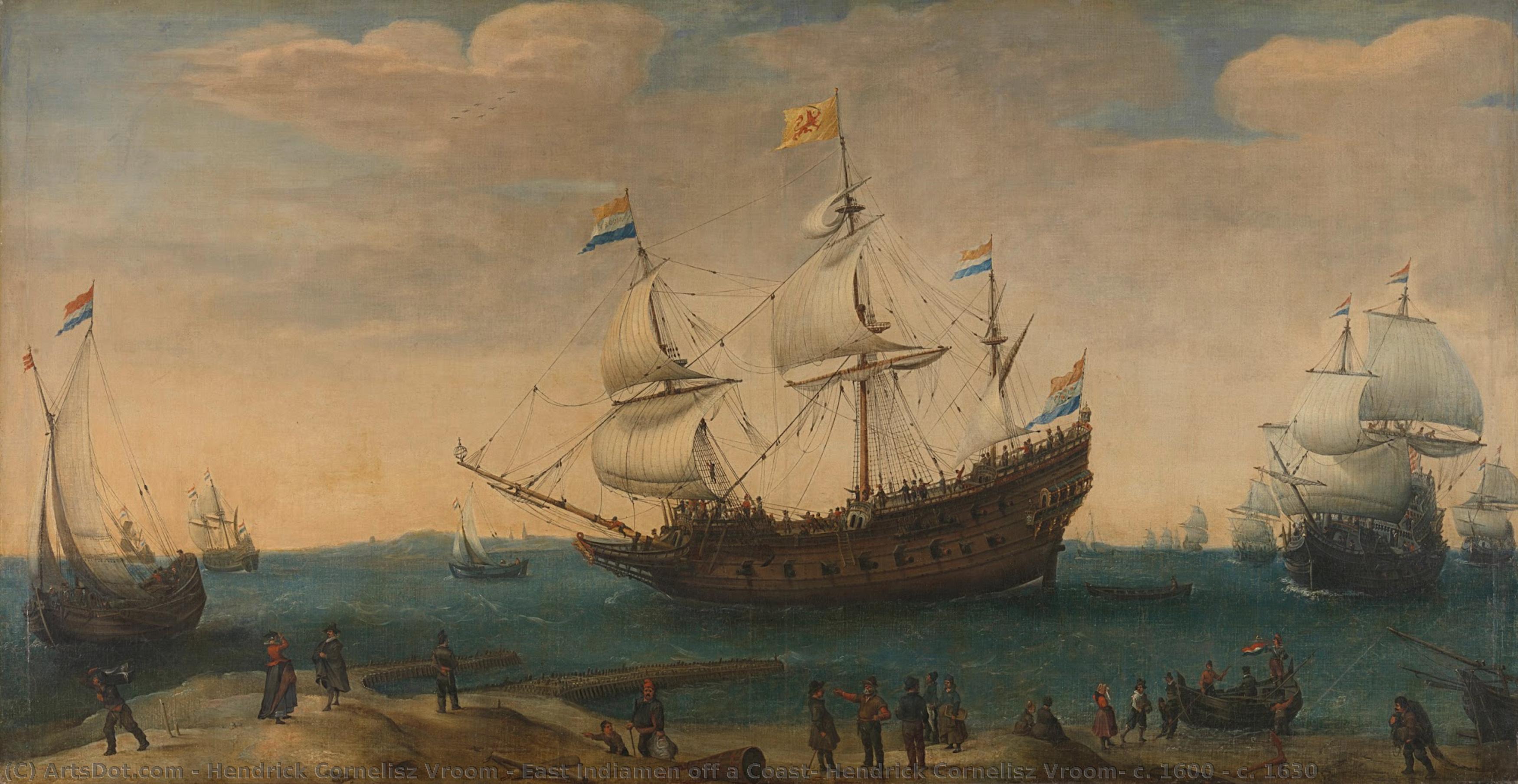 East Indiamen Off A Coast, Hendrick Cornelisz Vroom, C. 1600 - C. 1630 — Hendrick Cornelisz. Vroom