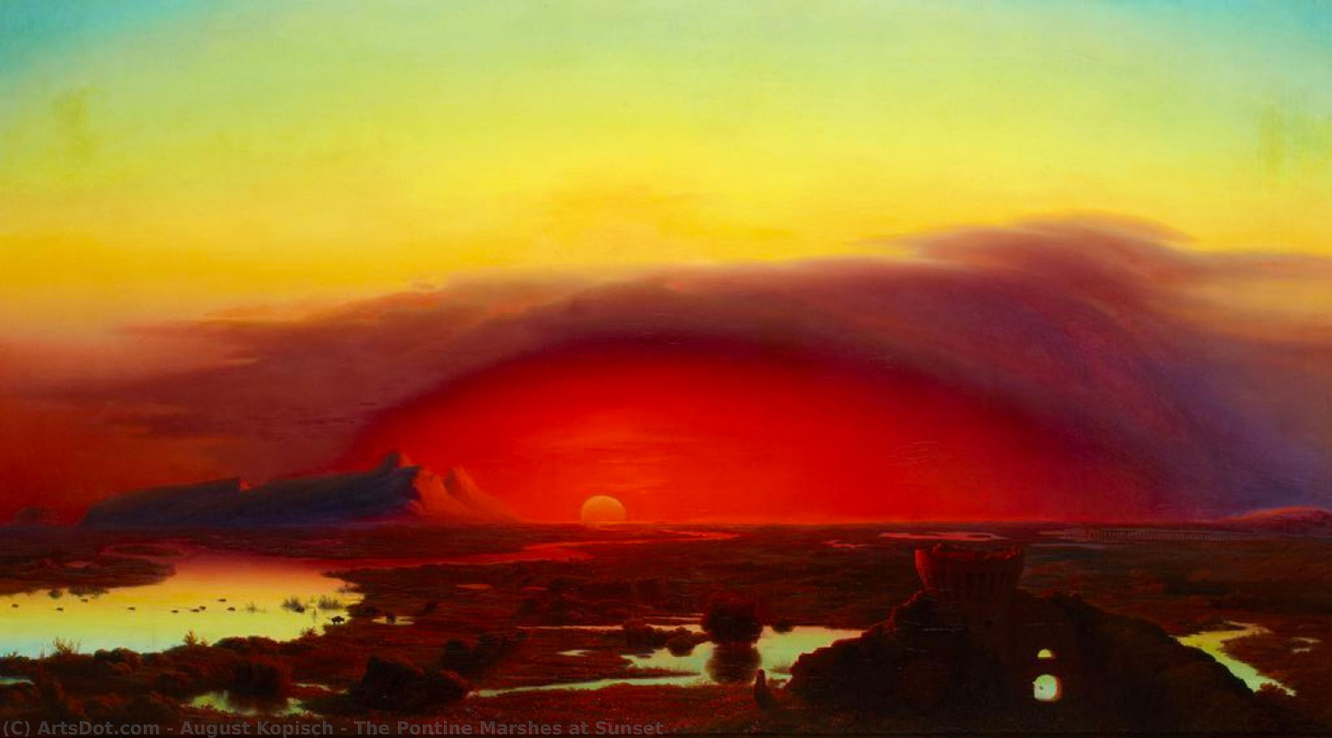 The Pontine Marshes At Sunset — August Kopisch