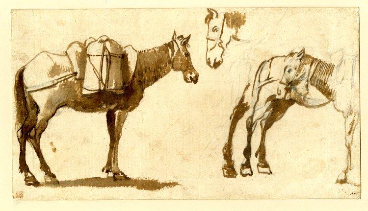 Drawing Of Mules, Including One Full Length — Claude Lorrain (claude Gellée)