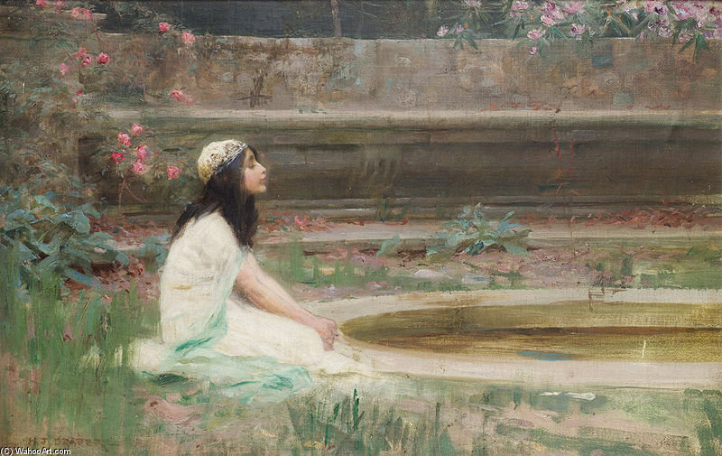 A Young Girl By A Pool — Herbert James Draper
