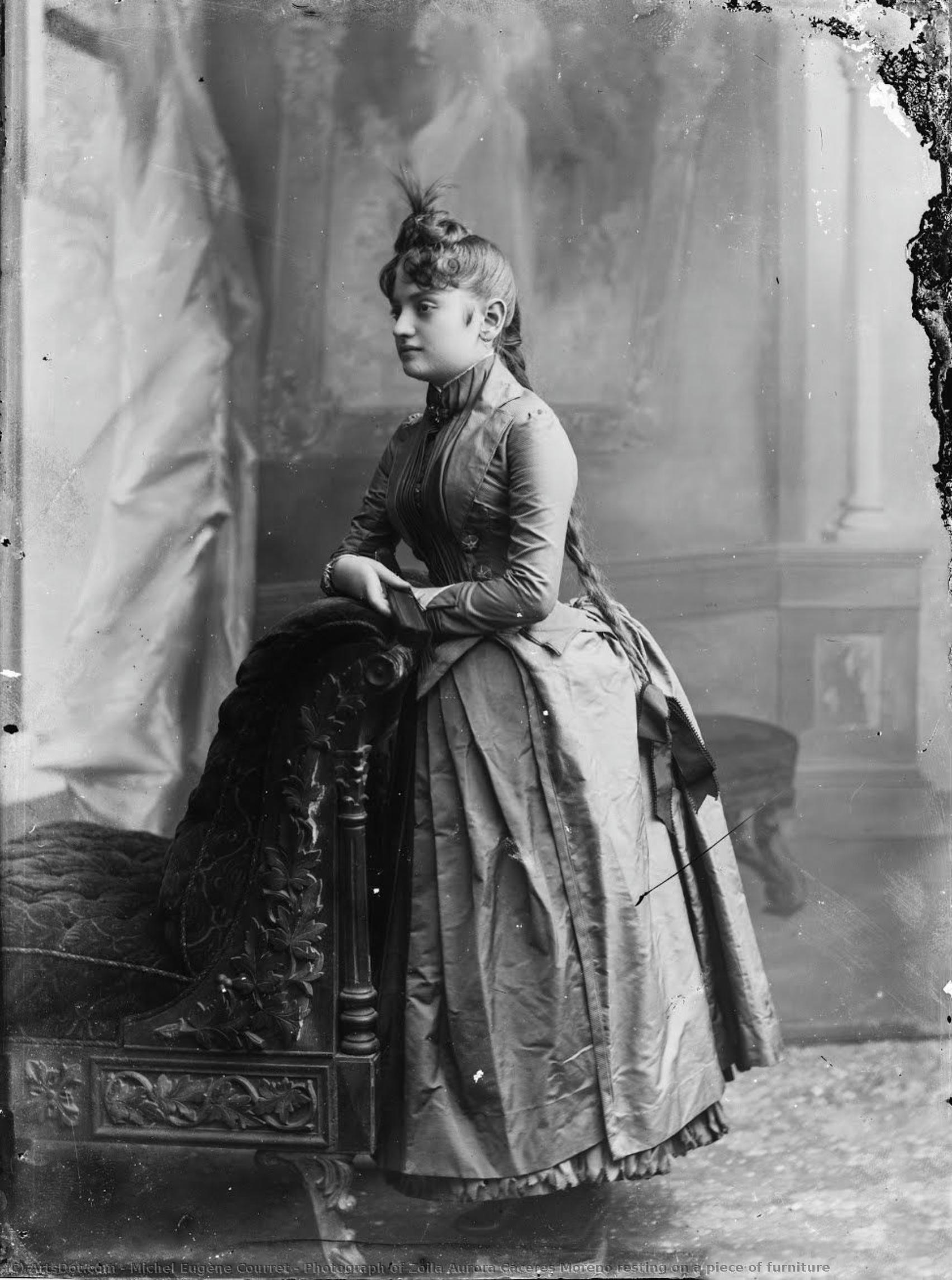 Photograph Of Zoila Aurora Cáceres Moreno Resting On A Piece Of Furniture — Michel Eugène Courret