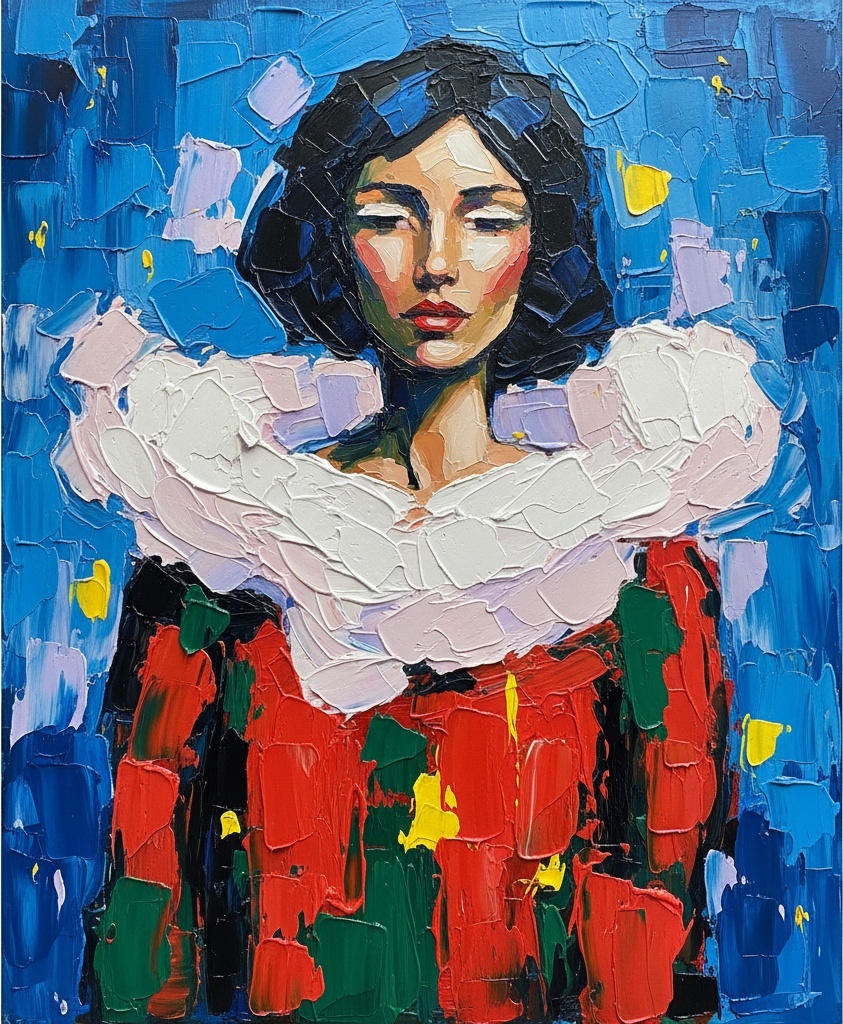Eternal Resonance In Cobalt And Crimson: A Monumental Study Of Melancholic Grace — Christian Noiret