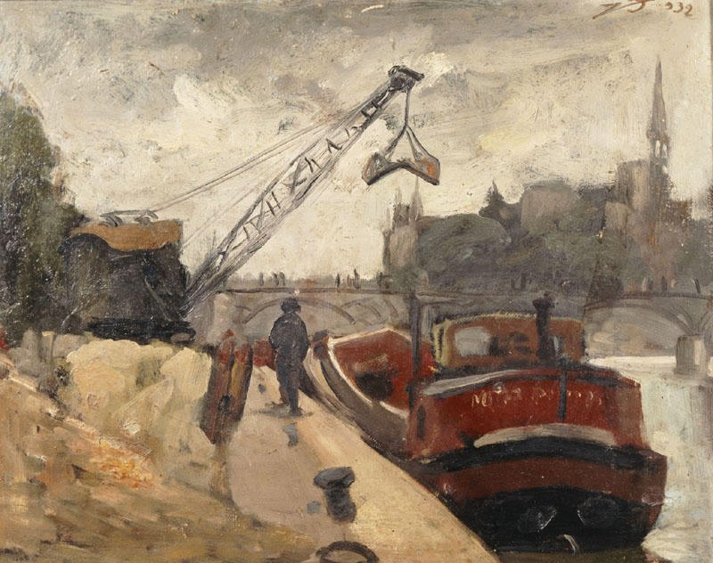 Loads With A Crane Barge On The Seine — Alecos Kontopoulos
