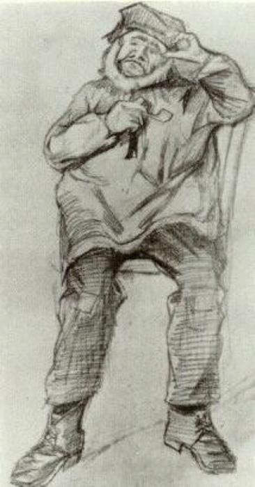 Orphan Man, Wearing A Blouse, Sitting With Pipe — Vincent Willem Van Gogh