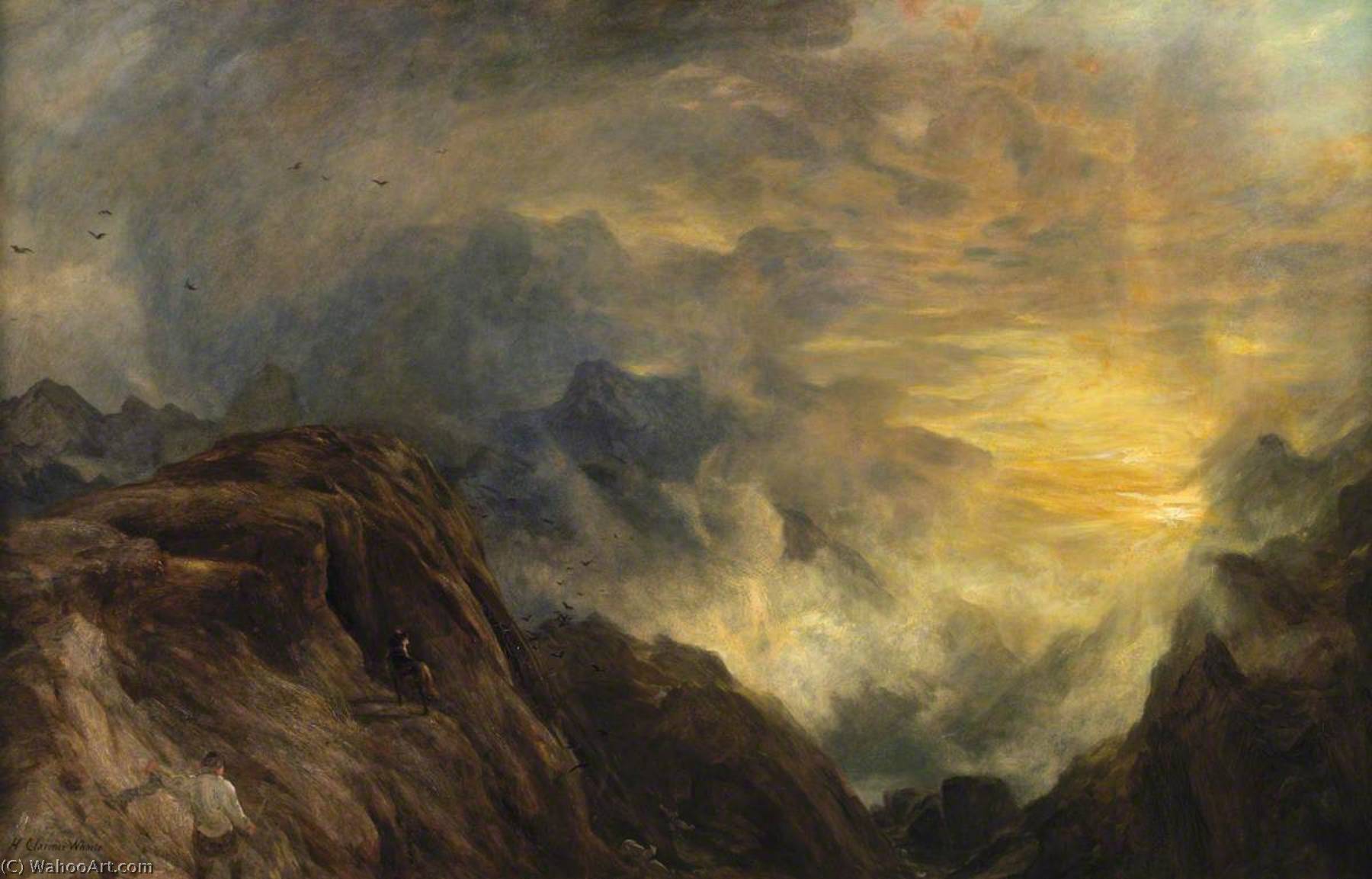 Mountain Mist, Sun Rise (lake District) — Henry Clarence Whaite