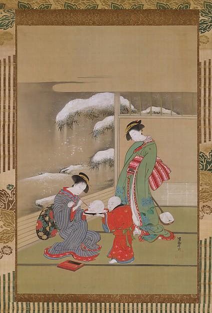 雪兎図 Painting The Eyes On A Snow Rabbit — Isoda Koryūsai