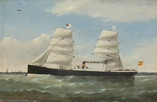 The Steam And Sail Vessel S.s. Emiliano At Sea — William H Yorke