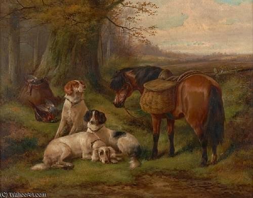 Dogs And Pony With The Day's Bag — John Morris