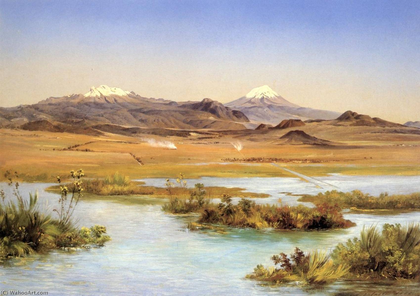 El Popocatépetl Y El Iztaccíhuatl Desde El Lago De Chalco — José María Velasco