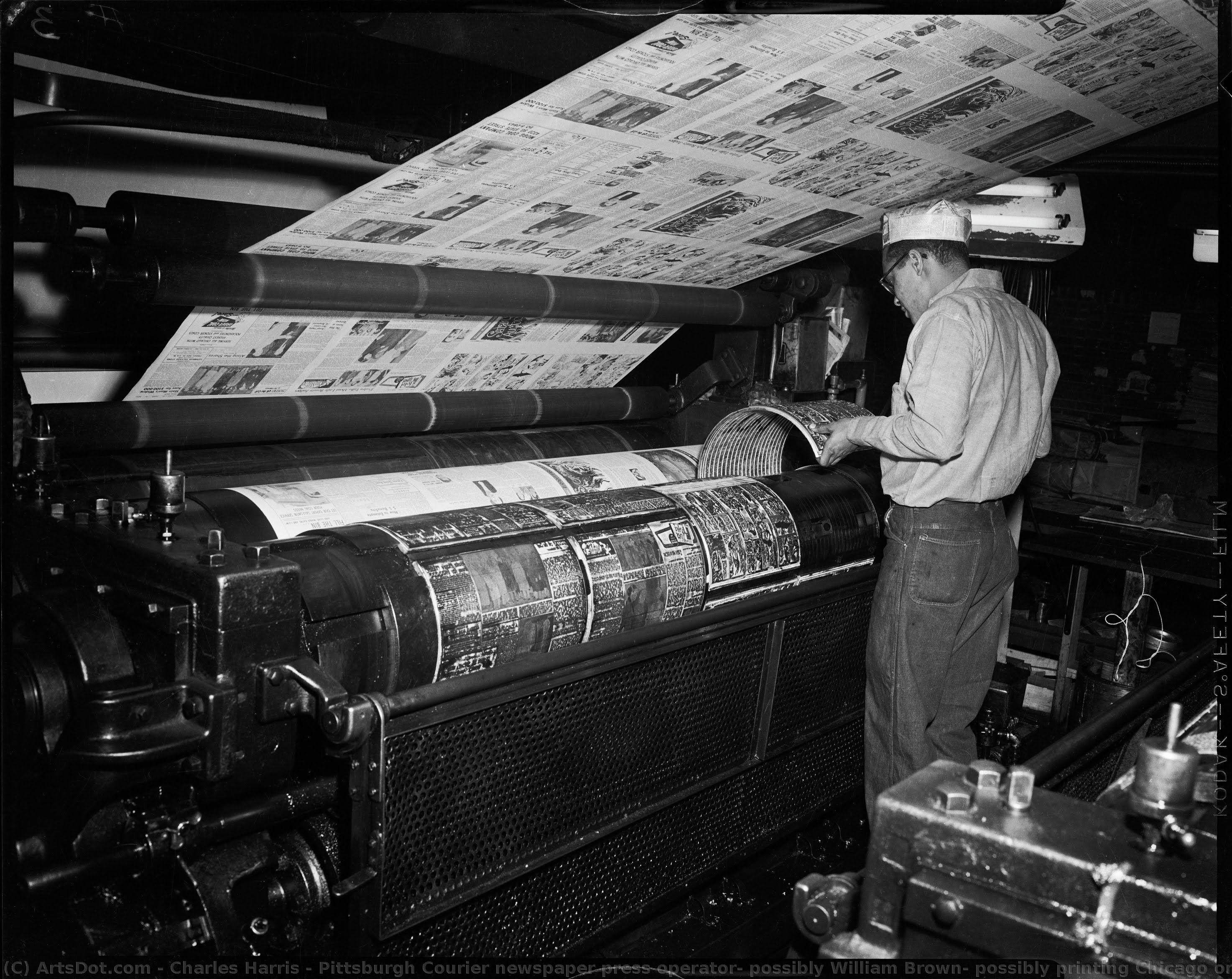 Pittsburgh Courier Newspaper Press Operator, Possibly William Brown, Possibly Printing Chicago Or Other Midwestern Edition — Charles Harris