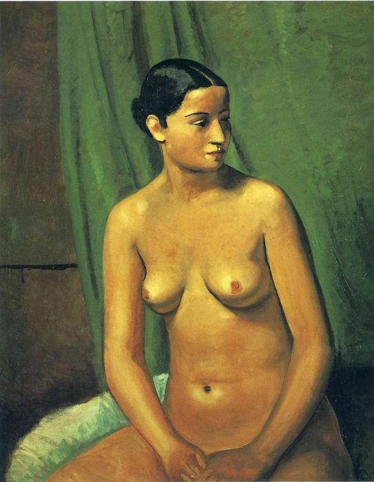 The Female Nude In Front Of Green Hanging — André Derain