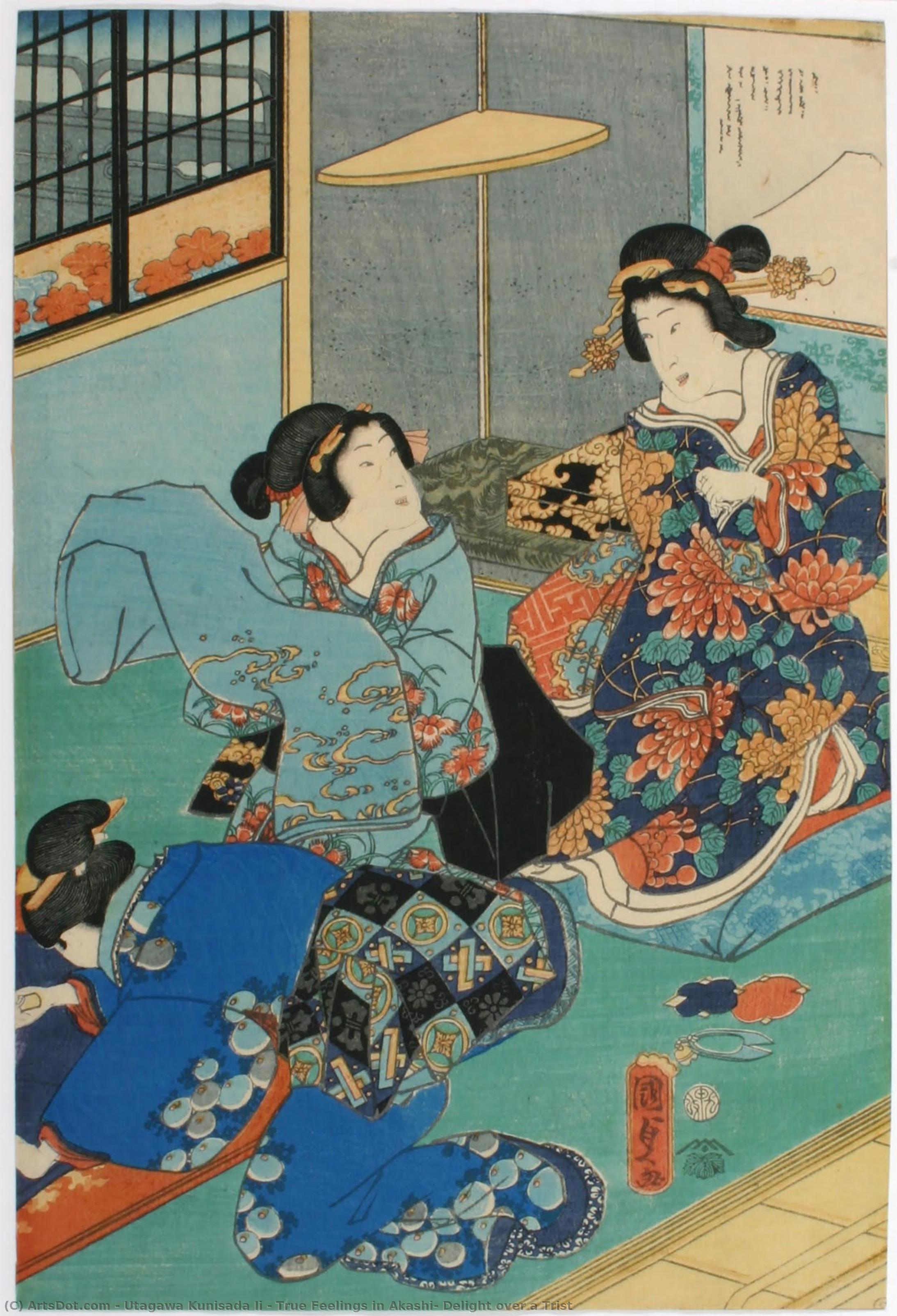 True Feelings In Akashi, Delight Over A Trist — 二代目歌川国貞