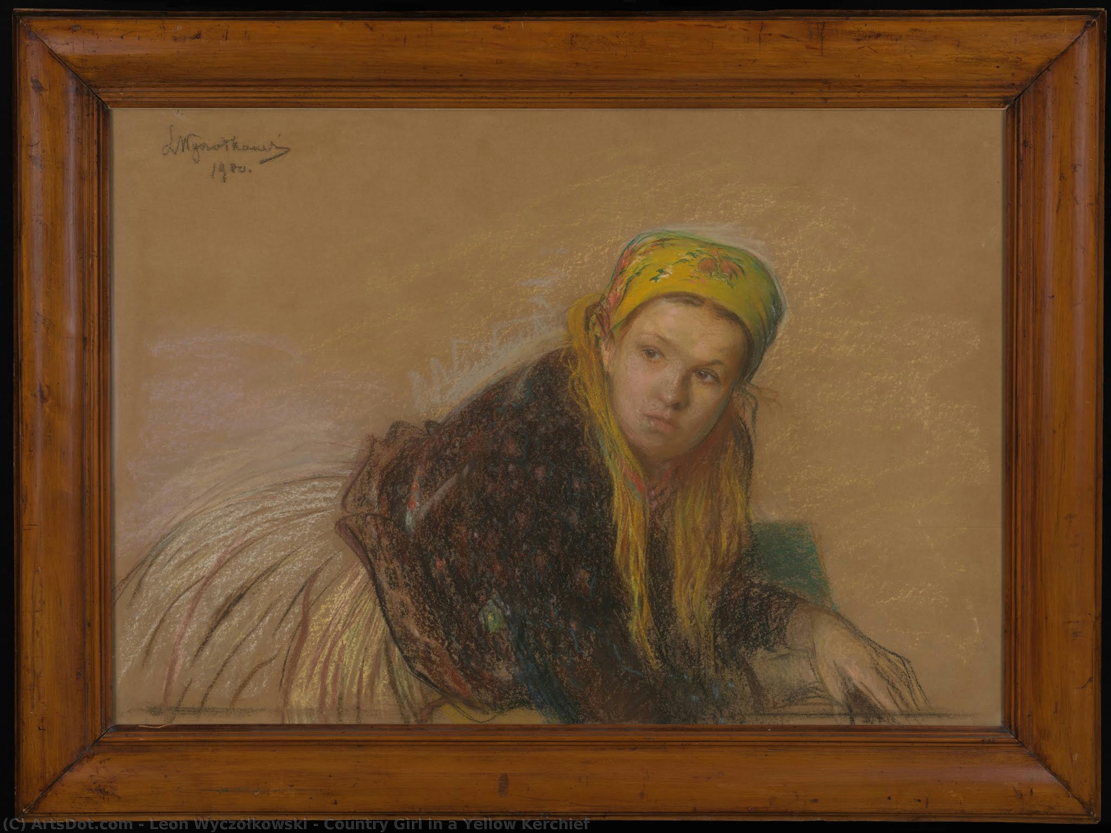 Country Girl In A Yellow Kerchief — Leon Wyczółkowski
