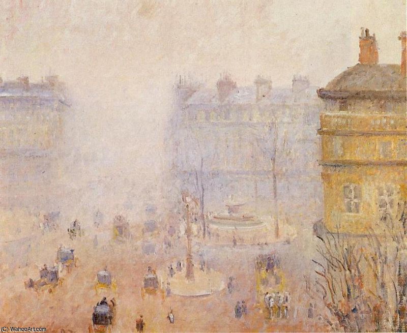 Place Du Theatre Francais - Foggy Weather. — Camille Pissarro