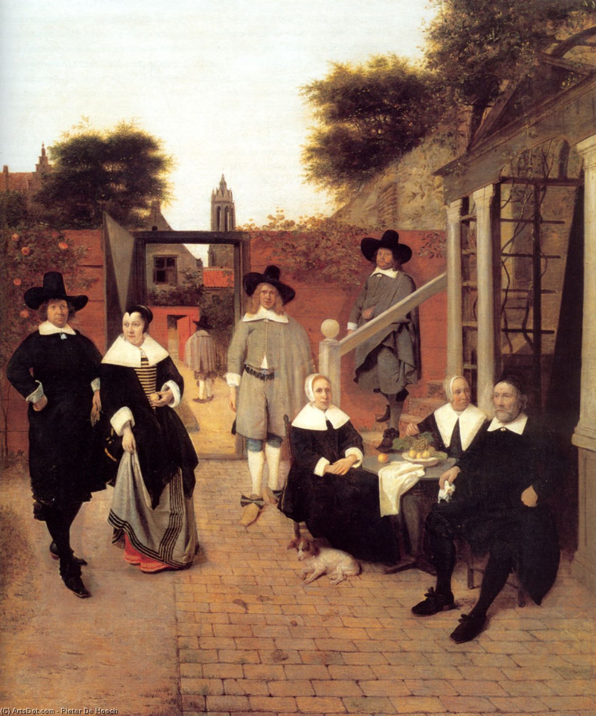 Portrait Of A Family In A Courtyard In Delft — Pieter De Hooch