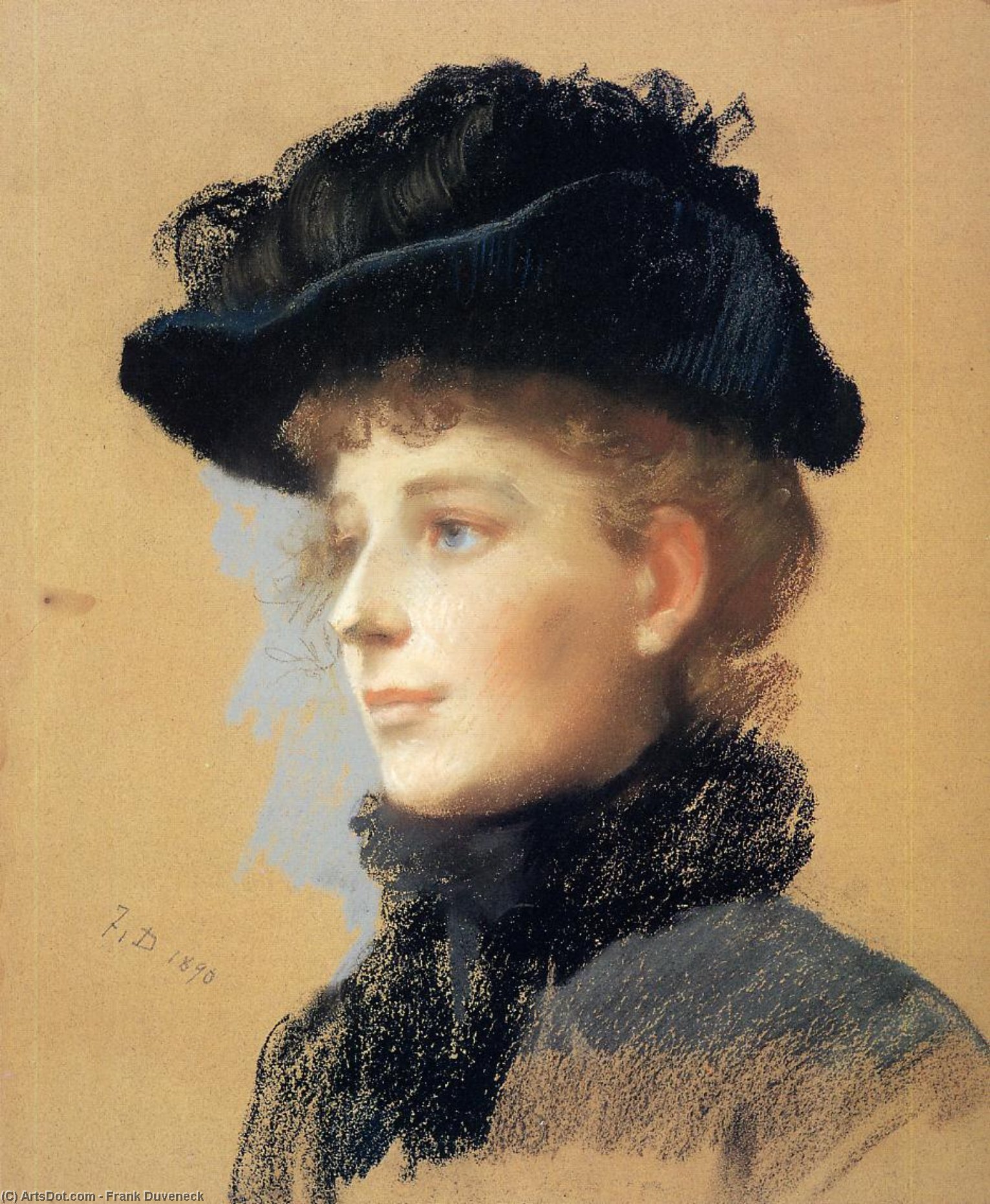 Portrait Of A Woman With Black Hat — Frank Duveneck